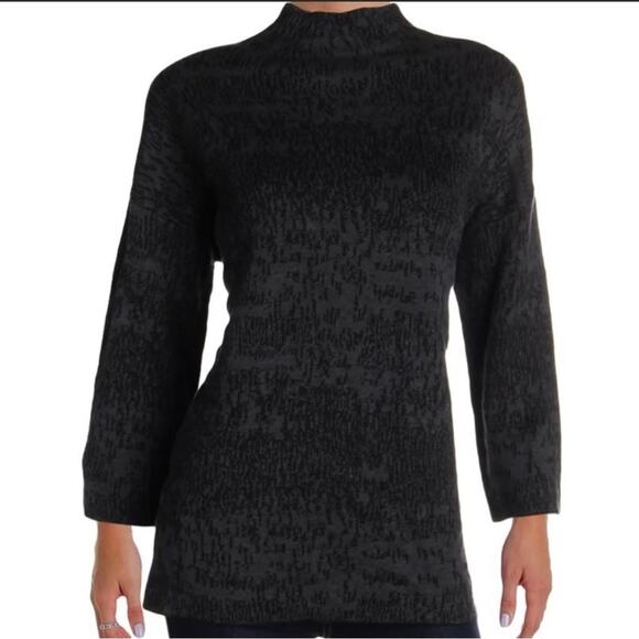 Eileen Fisher Sweaters - Eileen Fisher Womens Black Marled Day To Night Pull Over Sweater